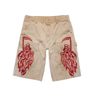 Serenity Vintage Carhartt Double Knee Shorts - Tan/Cardinal